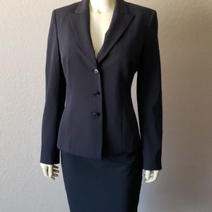 TAHARI Black pin striped blazer jacket work 6